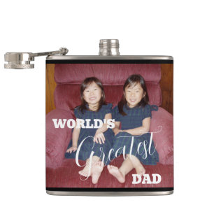 World's Greatest Dad Photo  Flask