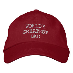 World's Greatest Dad - Red With White Embroidery Embroidered Hat