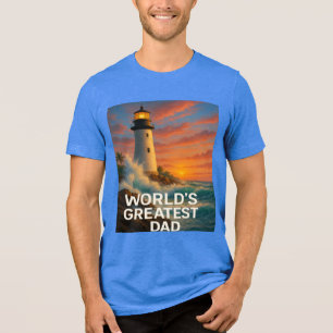 World's Greatest Dad – Stormwatch Lighthouse Tri-Blend Shirt