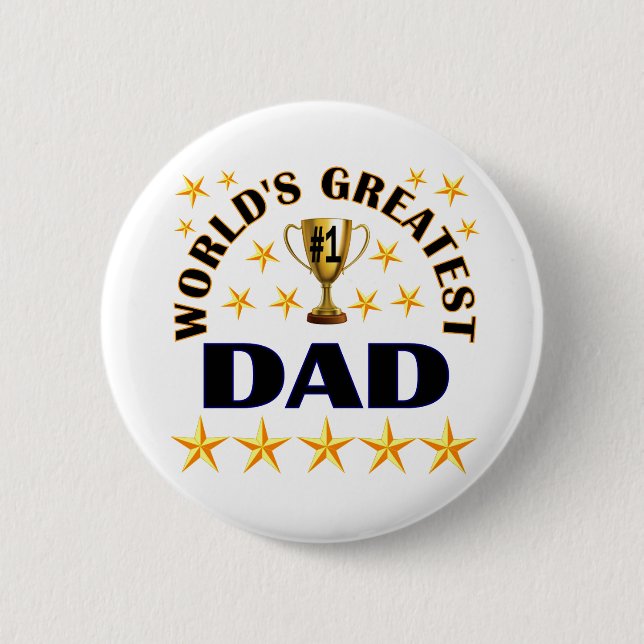World's Greatest Dad Trophy Stars Cute 6 Cm Round Badge (Front)