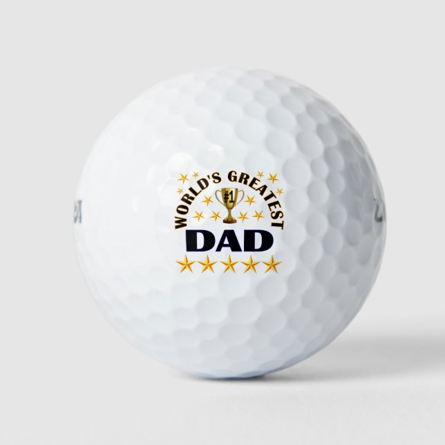 World's Greatest Dad Trophy Stars Golf Balls (Front)