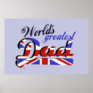 World's Greatest Dad with English flag Poster