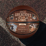 World's Greatest Dad Woodgrain Eight Photo Collage Basketball<br><div class="desc">Show your amazing dad just how wonderful and loved he is with our fun and rustic faux woodgrain "World's Greatest Dad" custom photo collage basketball. The design features a faux woodgrain background with "World's Greatest Dad" in stylish typography design and the customised current year. Customise with 6 of your own...</div>