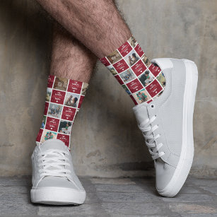 World's Greatest Daddy Red Photo Collage Socks