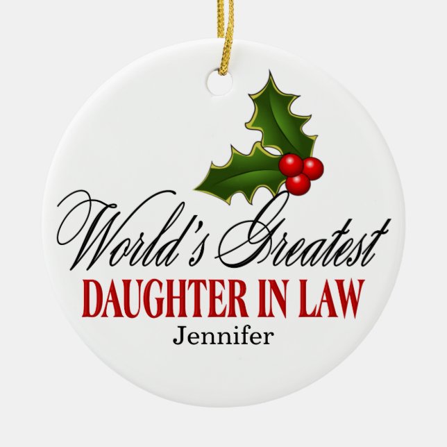 World's Greatest Daughter In Law Ceramic Tree Decoration (Front)