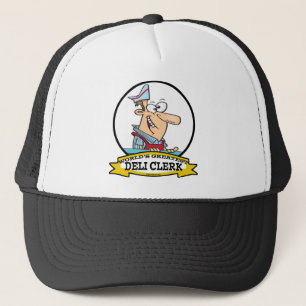 WORLDS GREATEST DELI CLERK MEN CARTOON TRUCKER HAT
