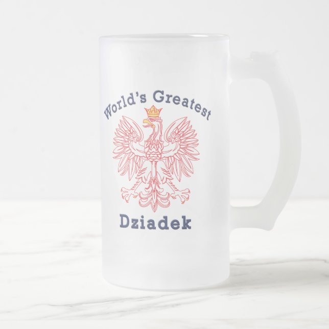 World's Greatest Dziadek Eagle Frosted Glass Beer Mug (Right)