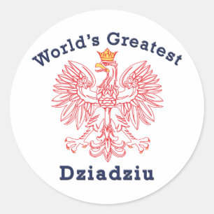 World's Greatest Dziadziu Red Eagle Classic Round Sticker