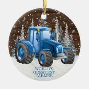 World's Greatest Farmer Tractor Christmas Ceramic Tree Decoration