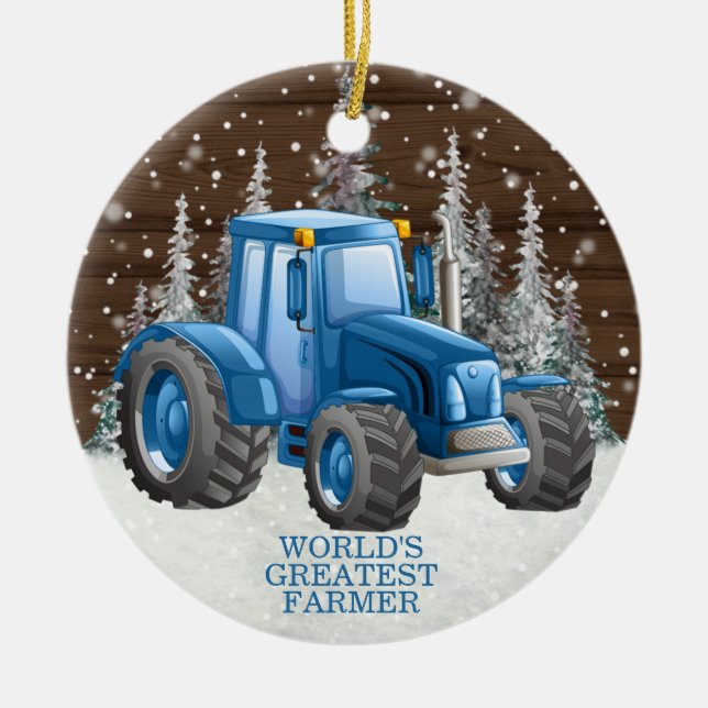 World's Greatest Farmer Tractor Christmas      Ceramic Tree Decoration (Front)