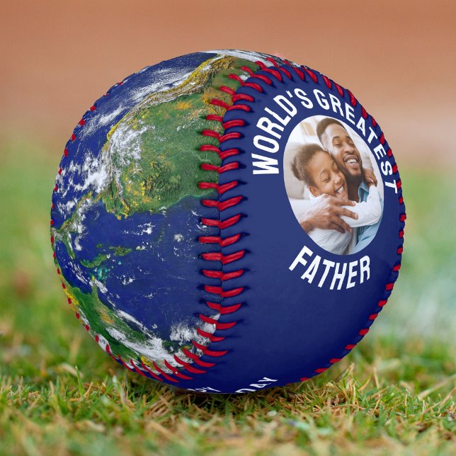 World's Greatest Father Planet Earth Globe Photo Baseball (Creator Uploaded)