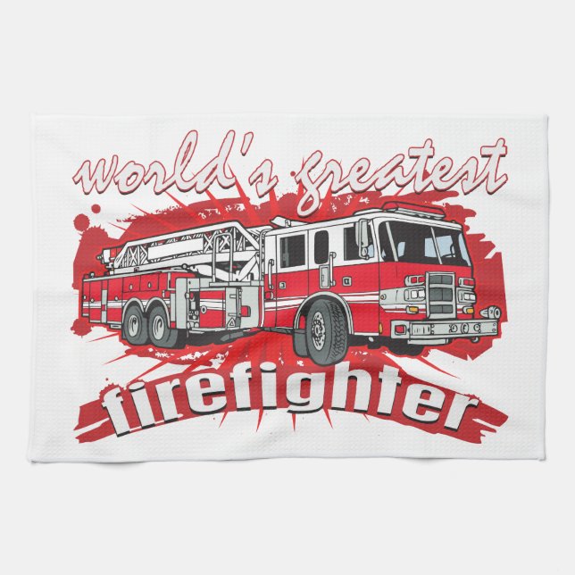 World's Greatest Firefighter Tea Towel (Horizontal)