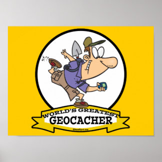WORLDS GREATEST GEOCACHER MEN CARTOON POSTER