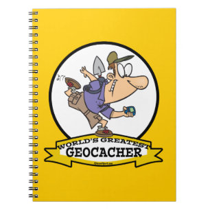 WORLDS GREATEST GEOCACHER MEN CARTOON SPIRAL NOTEBOOK