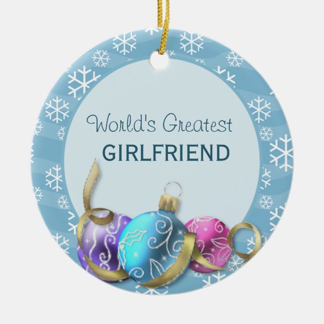 World's Greatest Girlfriend Christmas Ornament (Front)