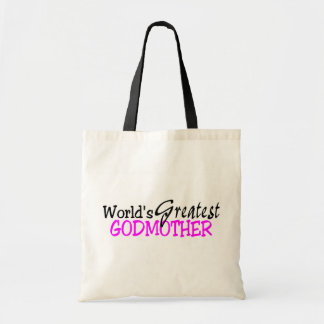 Worlds Greatest Godmother Pink Black Tote Bag