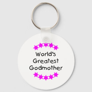 World's Greatest Godmother (pink stars) Key Ring