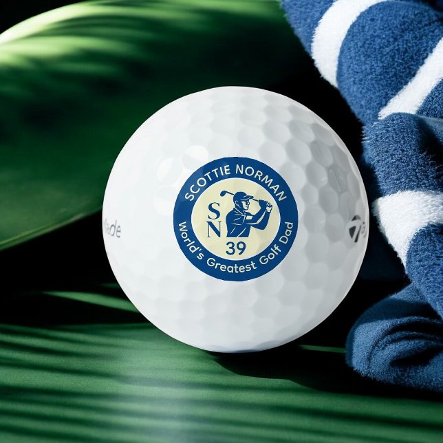 'World's Greatest Golf Dad' dark-blue logo Golf Balls (Creator Uploaded)