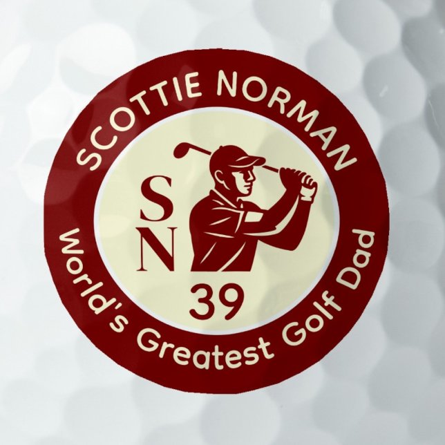 'World's Greatest Golf Dad' deep-red logo Golf Balls (Creator Uploaded)