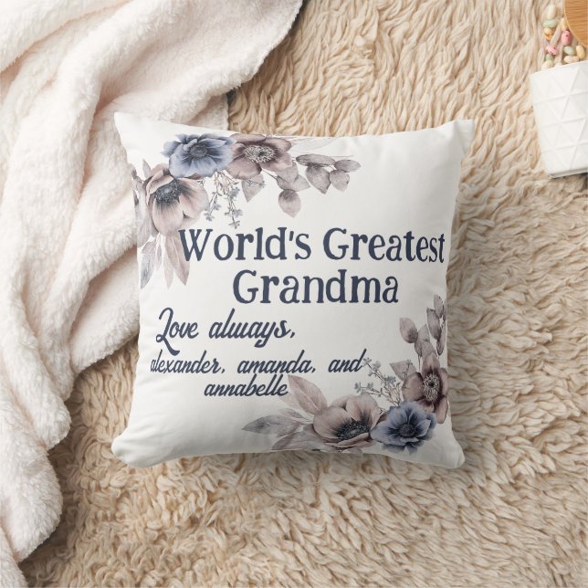 World's Greatest Grandma Personalised Throw Pillow (Blanket)