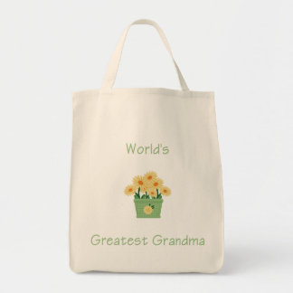 world's greatest grandma (yellow flowers) tote bag