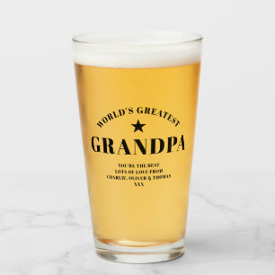 World's Greatest GRANDPA Black Personalised Pint Glass
