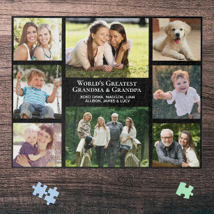 World's Greatest Grandparents Custom Photo Collage Jigsaw Puzzle