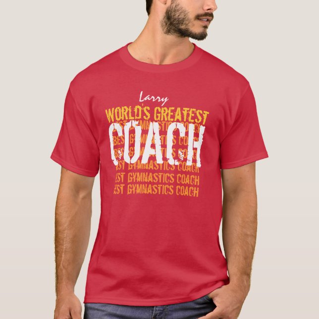 World's Greatest GYMNASTICS Coach RED V06 T-Shirt (Front)