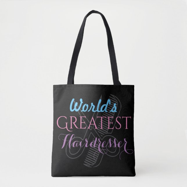 World's Greatest Hairdresser Name Customise Black Tote Bag (Front)