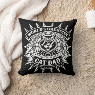 Worlds Greatest Heavy Metal Cat Dad Cushion