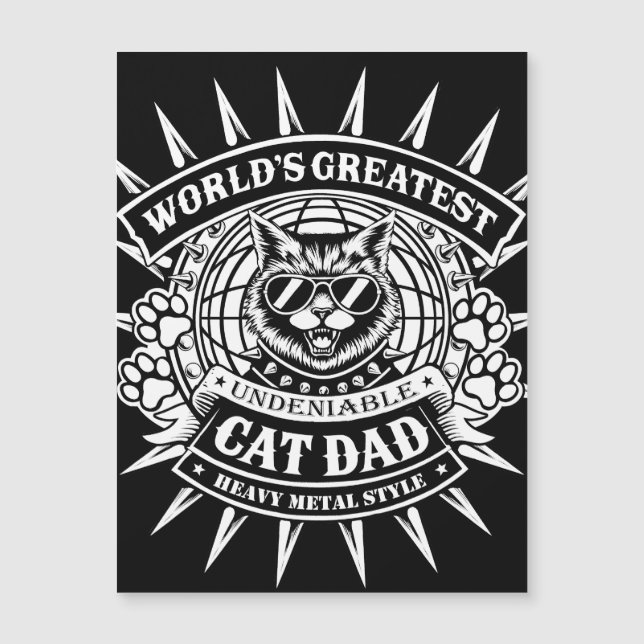 Worlds Greatest Heavy Metal Cat Dad Magnetic (Front)