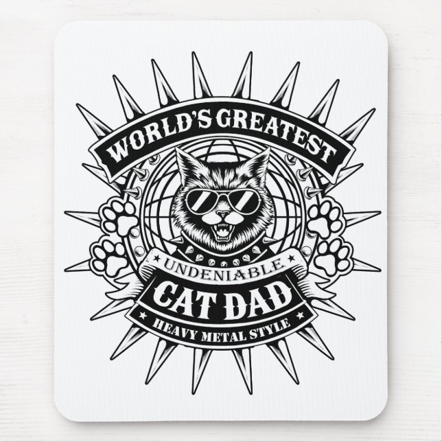 Worlds Greatest Heavy Metal Cat Dad Mouse Pad (Front)