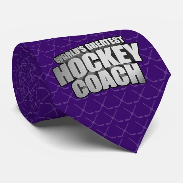 Worlds Greatest Hockey Coach Tie (Rolled)