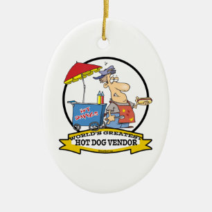 WORLDS GREATEST HOT DOG VENDOR MEN CARTOON CERAMIC TREE DECORATION
