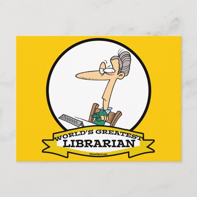 WORLDS GREATEST LIBRARIAN II CARTOON POSTCARD (Front)