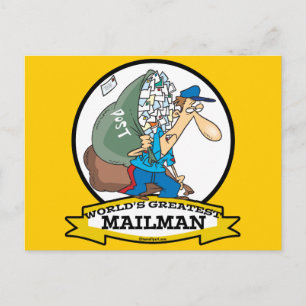 WORLDS GREATEST MAILMAN MEN CARTOON POSTCARD
