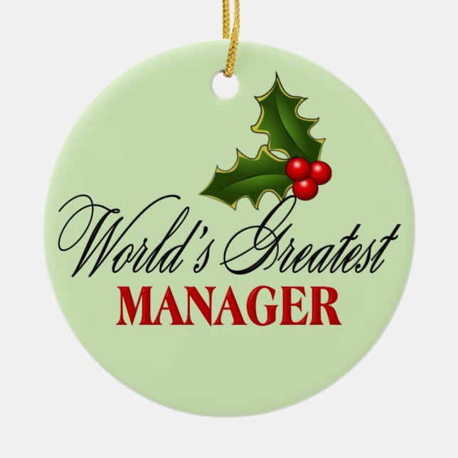 World's Greatest Manager Ceramic Tree Decoration (Front)