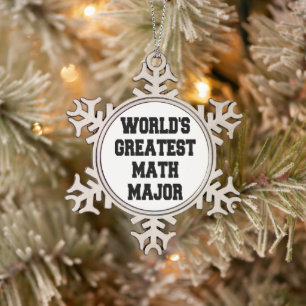 Worlds Greatest Math Major Snowflake Pewter Christmas Ornament