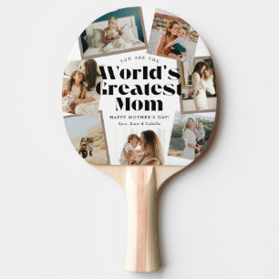 World's Greatest Mom 7 Photo Collage Ping Pong Paddle