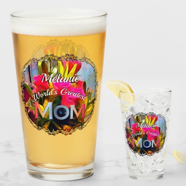 World's Greatest Mom Flowers PM0001 Beer Glass (Creator Uploaded)