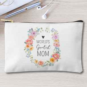 World's Greatest Mum Colourful Floral Mother's Day Accessory Pouch