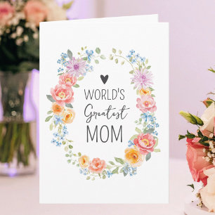 World's Greatest Mum Colourful Floral Mother's Day Card