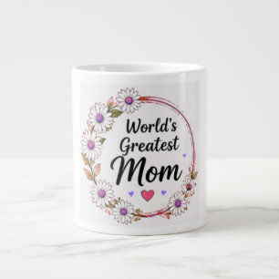 World's Greatest Mum Daisy Floral Wreath Large Coffee Mug