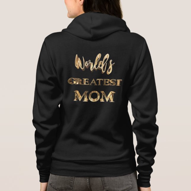 World's Greatest Mum Elegant Gold Look Text Hoodie (Back)