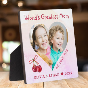 Worlds Greatest Mum Heart Photo Template Keepsake Plaque