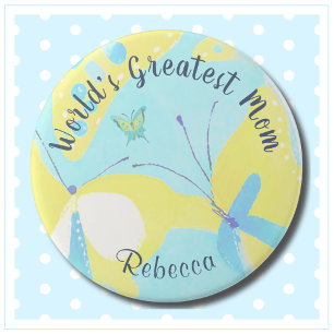 World's Greatest Mum Mixed Media Floral 7.5 Cm Round Badge