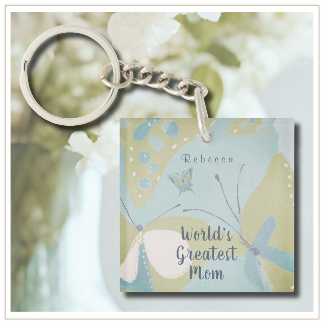 World's Greatest Mum Mixed Media Floral Key Ring (Creator Uploaded)