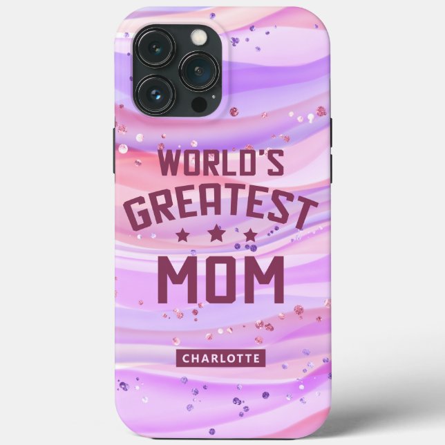 World's Greatest Mum Mother's Day Purple Glitter Case-Mate iPhone Case (Back)