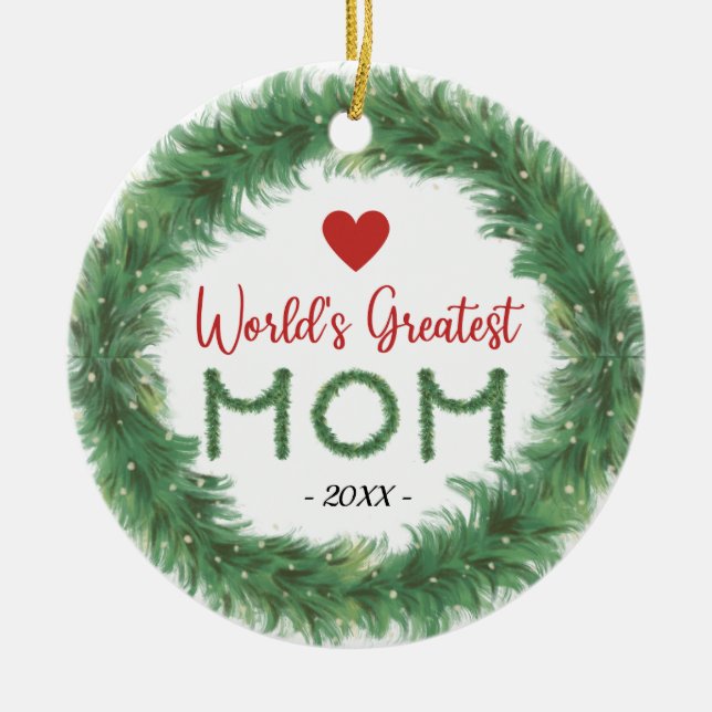 World's Greatest Mum Personalised Ornament (Front)