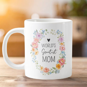 World's Greatest Mum Personalised Quote Floral Large Coffee Mug